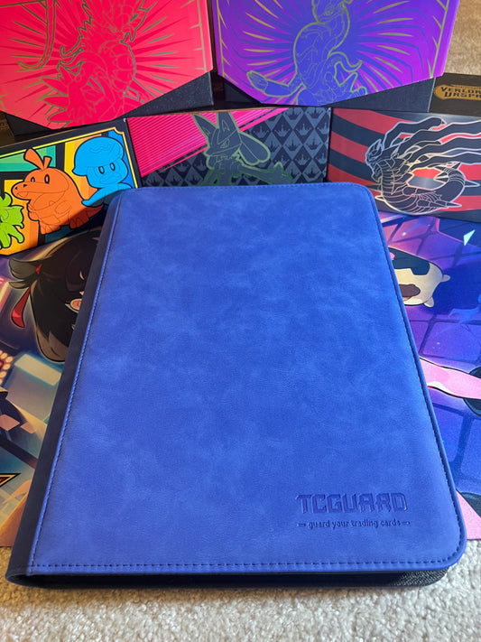 TCGAURD Sammelkarten Album, 9 Taschen pro Seite / Sammelalbum für bis zu 540 Karten (blau)